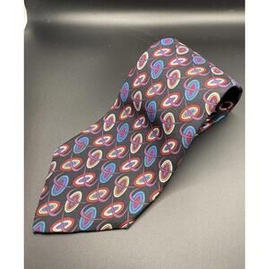 Dior Men's 100% Silk Tie Abstract Design Multi Color Made In USA